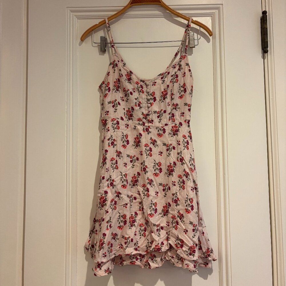 Hollister Pink Floral Spaghetti Strap Dress - Women's XS